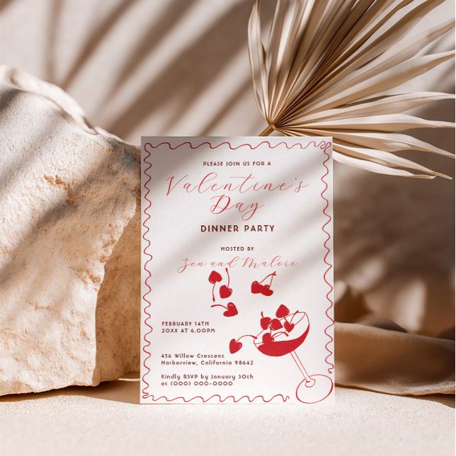 Convite Red Cherries in Martini – Valentine’s Day Party (Criador carregado)
