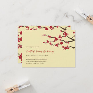 Convite Red Cherry Blossoms Sakura Flores Asiáticos Casame