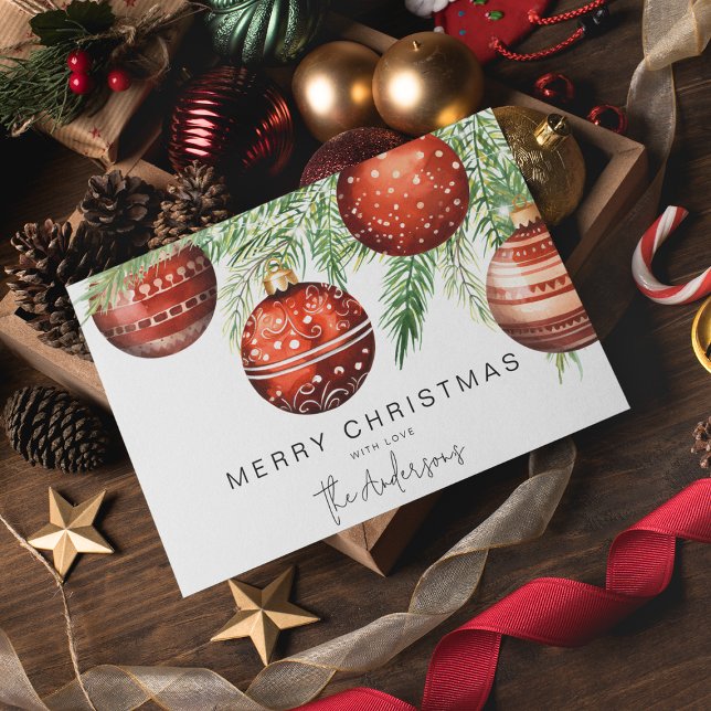 Convite Red Christmas Bauble Moderno (Criador carregado)