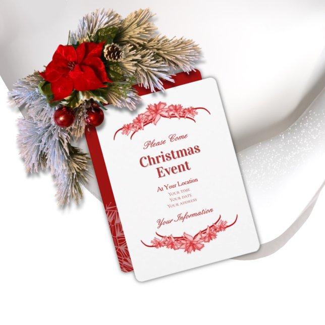 Convite Red Christmas Poinsettia Invitation (Criador carregado)