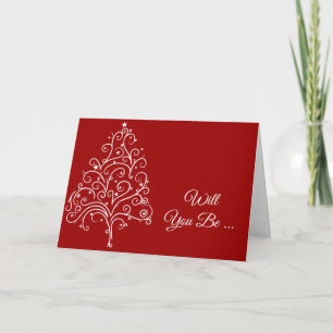 Convite Red Christmas Wedding Will You Be My Bridesmaid