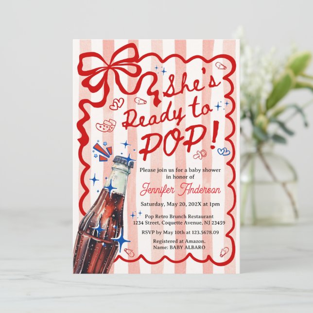 Convite Red Coquette She is Ready to POP Invitation (Em pé/Frente)