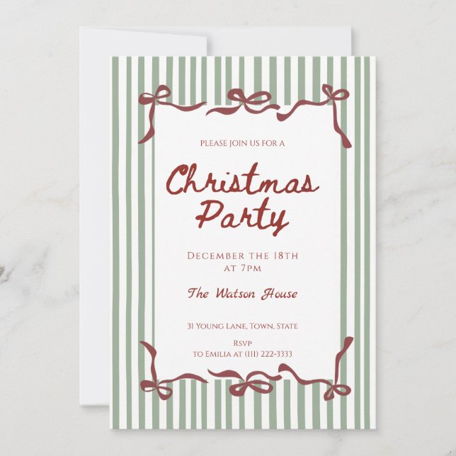 Convite Red coquette Whimsical Hand Drawn Christmas  (Frente)