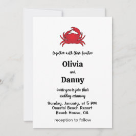 Convite Red Crab Summer Coastal Beach Wedding