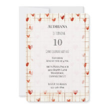 Red Cream Hearts Lines Aniversário