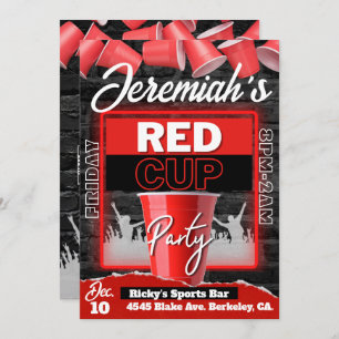 Convite Red Cup Club   Estilo Flyer Grunge Birthday