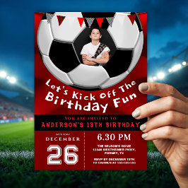 Convite Red Custom Photo Birthday Invitation for Boys