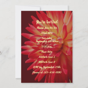 Convite Red Dahlia Floral Elegant Party