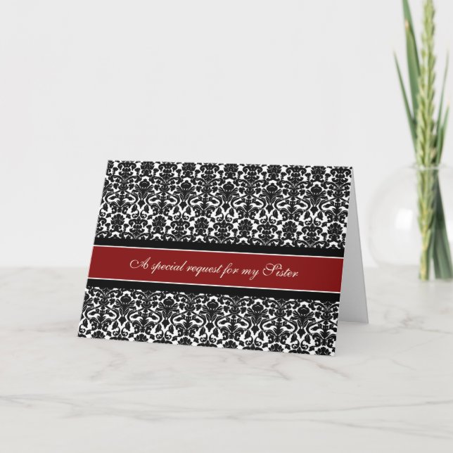 Convite Red Damask Sister Maid of Honor Invitation (Frente)
