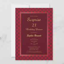 Red Decorative Border Surprise aniversário de 21 a