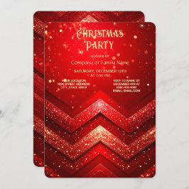 Convite Red Decorative Christmas Glitter Holiday Party