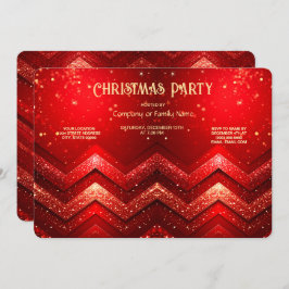 Convite Red Decorative Christmas Glitter Holiday Party