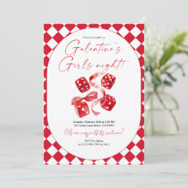 Convite Red Dice & Ribbon Galentine’s Girls Night Party