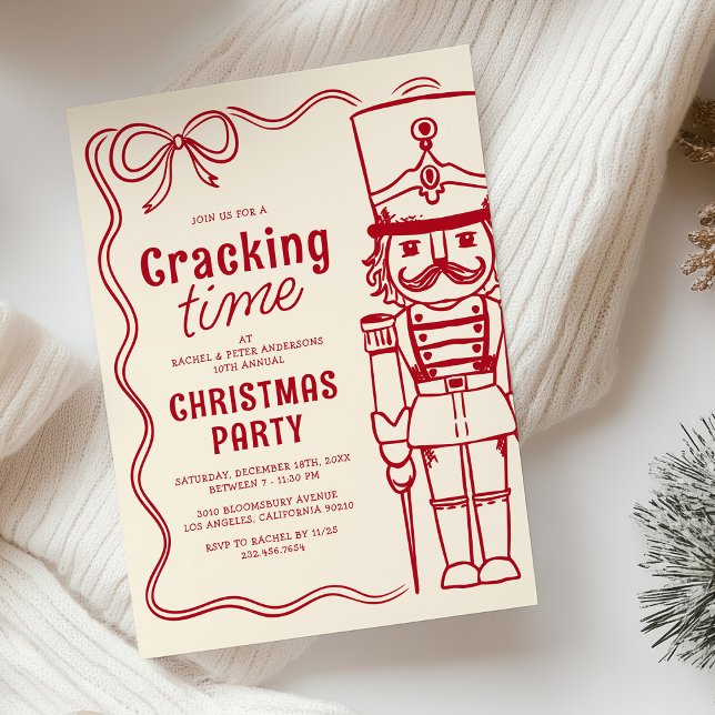 Convite Red Doodle Nutcracker Christmas Holiday Party (Criador carregado)