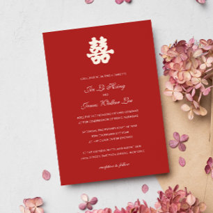 Convite RED Double Happy Chinese calliografia asian