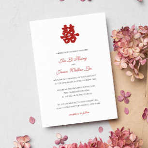 Convite RED Double Happy Chinese calliografia asian