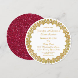 Convite Red Dourado Holiday Sweet 16