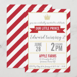 Convite Red Dourado Príncipe Birthday