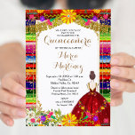 Convite Red Dress Burgundy - Quinceañera Floral Colorida<br><div class="desc">Red Dress Burgundy Colorful Floral Quinceañera Mis Quince Anos,  15 Birthday</div>