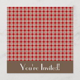 Convite Red e Brown Gingham