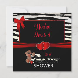 Convite Red e Zebra Stripes para um Chá de fraldas