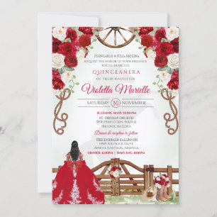 Convite Red Elegant Western Charro Quinceanera V3