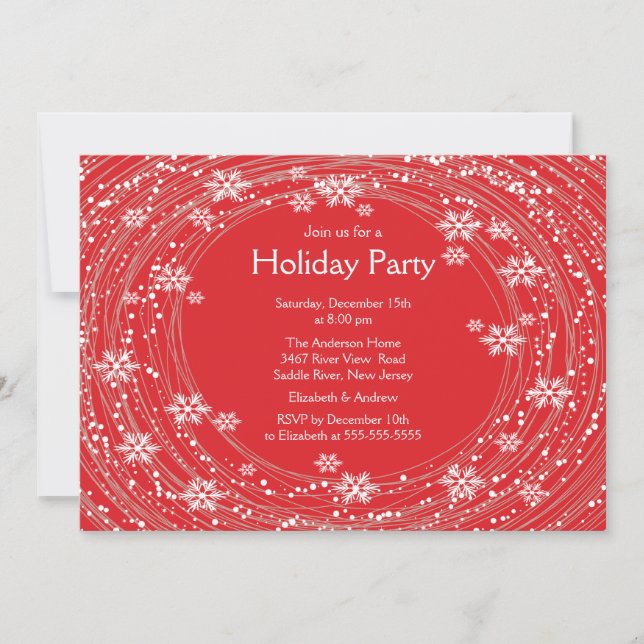 Convite Red... Festa de Festa de Neve Moderna (Frente)