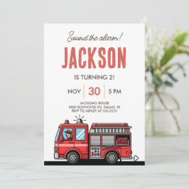 Convite Red Fire Truck Party Décor | Custom Kids Birthday