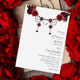 Convite Red Floral e Crystal Weding