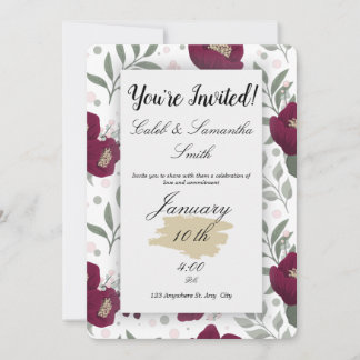 Convite Red Flower Wedding Invitation