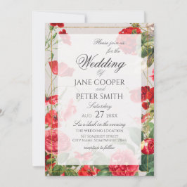 Convite Red flowers bouquet Wedding Invitation