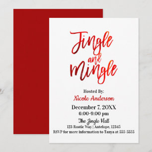 Convite Red Foil Shine Modern Jingle & Mingle Party