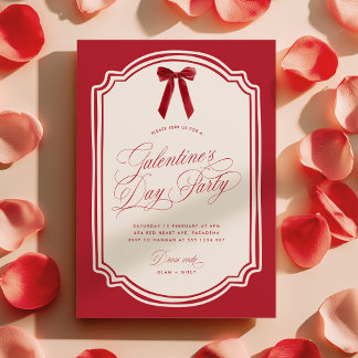 Convite Red Galentine's Day Party Invitation with Bow
