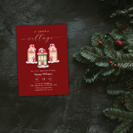 Convite Red Gingerbread It Takes A Village Boy Baby Shower