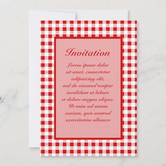 Convite Red Gingham + Cor Personalizada (Frente)