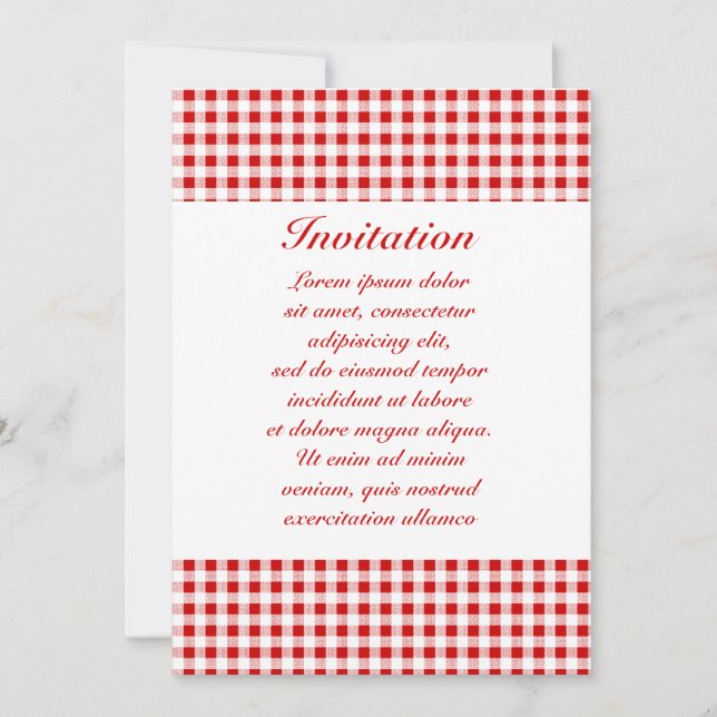 Convite Red Gingham + Cor Personalizada (Frente)