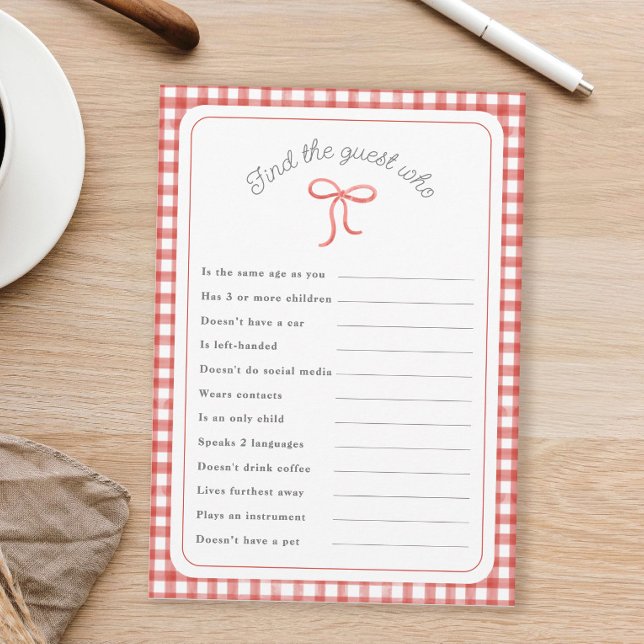 Convite Red Gingham Encontre o jogo de chá do convidado Qu (Criador carregado)