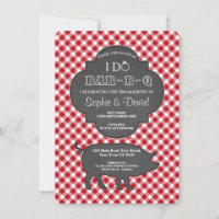 Red Gingham I DO BARBEQUE Noivado Chalk Invite
