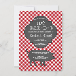 Convite Red Gingham I DO BARBEQUE Noivado Chalk Invite