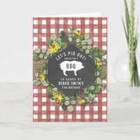 Red Gingham Pig Burlap Floral Birday Churrasco