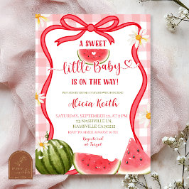 Convite Red Gingham Watermelon Bow Summer Baby Shower Invi