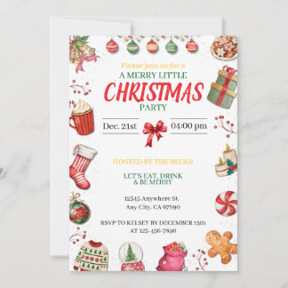Convite Red, Green and Gold Christmas Invitation
