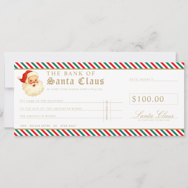 Convite Red Green Santa Cheque Gift Voucher Card (Frente)