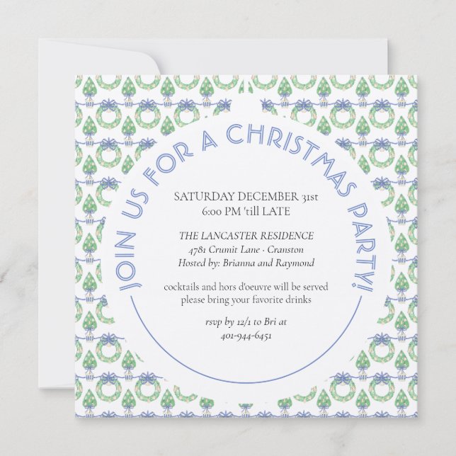 Convite Red Green Stripes Moderno Partido de Férias Minima (Frente)