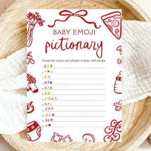 Convite Red Hand Desenhou Bebê Italiano Emoji Pictionary G