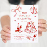 Convite Red Hand Drawn 21 rua, 40th, 50th, Aniversário<br><div class="desc">Convite de aniversário,  celebração desenhada à mão,  convite colorido escrito à mão,  ilustração de coquetéis,  convite para aniversário de 30 anos de cartão branco,  Convite para Cocktail Desenhado à Mão,  30,  40º,  50º,  50º,  Convite de Aniversário, </div>