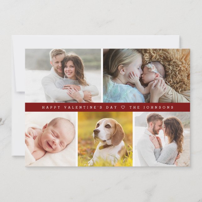 Convite Red Happy valentine's day Custom family Photos (Frente)