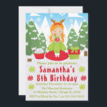 Convite Red Head Christmas Princesa Winter Scense Birthday<br><div class="desc">Design da Princesa de Natal com cabelos vermelhos,  com fundo de cenário de inverno e flocos de neve vermelhos e verdes,  presentes de natal e cupcakes</div>