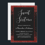 Convite Red Heart Glitter Sparkle Doce Dezesseis Aniversár<br><div class="desc">Nome do Monograma do Coração Vermelho e Convite de aniversário inicial do Confetti Sparkle Glitter 16. Este doce convite de 16 anos é perfeito para a Festa de aniversário Red Confetti Sparkle Glitter Sweet 16,  que procura celebrar com Corações Vermelhos para o Dia de os namorados.</div>