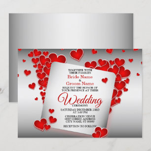 Convite Red Hearts Belo Casamento